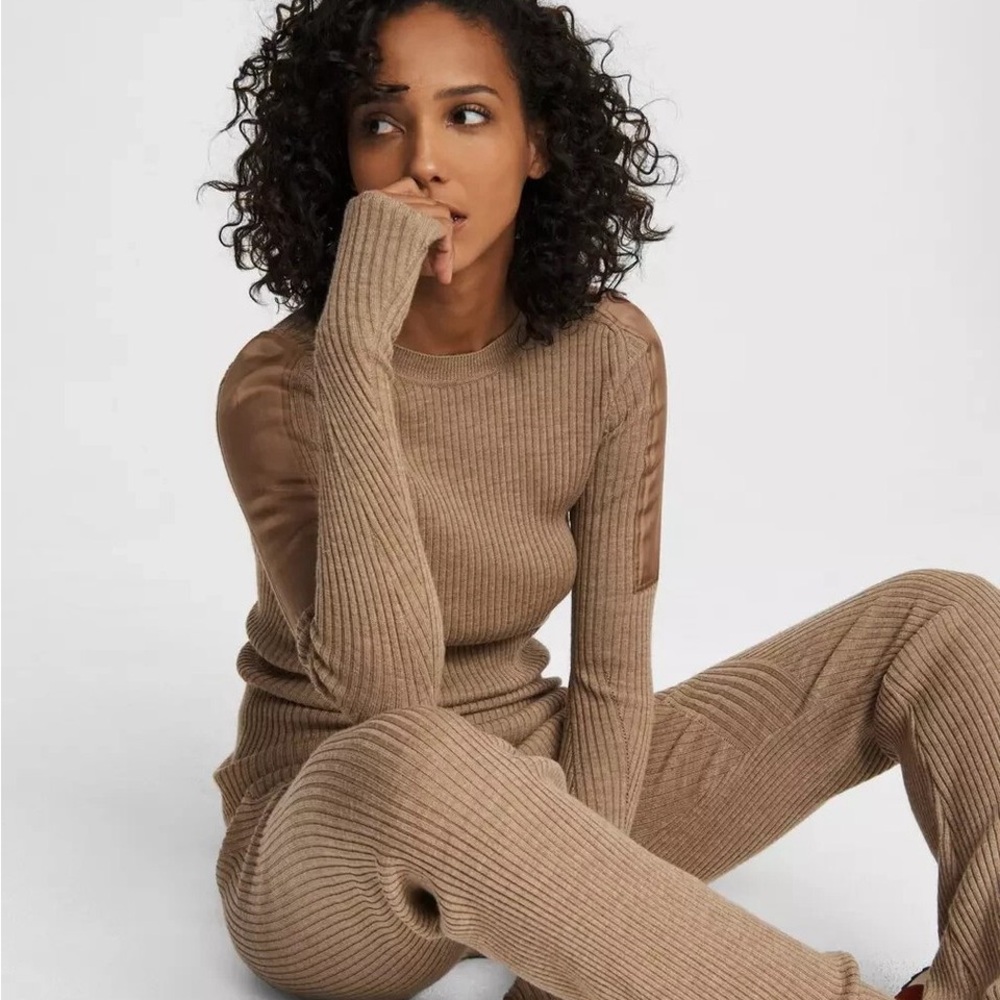 NWT Rag & Bone Ribbed Knit Tan Fine Wool Sweater